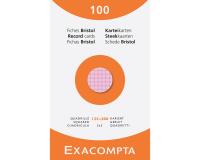 Estuche Exacompta de 100 fichas Exacompta cartulina Bristol - cuadricula 5x5 sin taladro 125x200mm - Colores surtidos