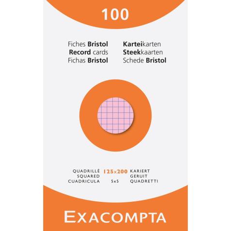 Pk 100 Exa Record Cards 125x200 5/5 Ast - Assorted colours