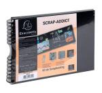 Set de Scrapbooking SCRAP-ADDICT [completo] 32x22 cm - 70 páginas (4 hojas de pegatinas 2 hojas de esquinas autoadhesivas 12 rotuladores de tinta metalizada) - Negro