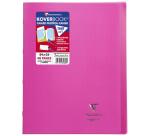 Cahier piqué Koverbook 24x32 cm 48 pages petits carreaux + marge couverture polypropylène transparent - Rose