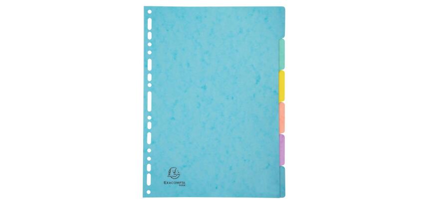 Intercalaires carte lustrée 400g/m2 Aquarel 6 positions - A4 - Couleurs assorties