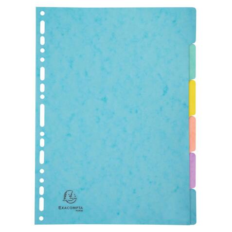 DIVIDERS A4 6P pressboard 400g AQUAREL - Assorted colours