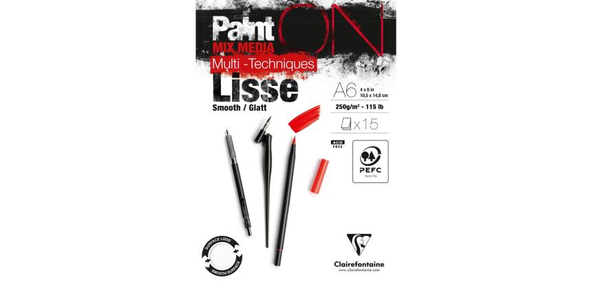 Bloc Paint'On encollé lisse A6 15 feuilles 250g