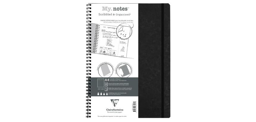 My.Notes Age Bag cahier reliure intégrale à marges détachables A4 120 pages détachables DOT + cadre en-tête - Noir