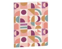 Motifs géométriques et couleurs tendance inspirés du design rétro-chic, pour un carnet agrafé qui ne passe pas inaperçu. - Visuel