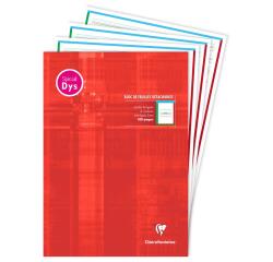 Bloc d'écriture spécial Dys encollé en-tête A4 100 pages détachables cadre et lignes 4 couleurs Interligne 2 mm - Rouge