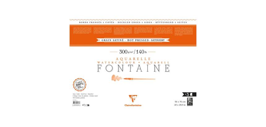 Fontaine paquet 4 bords frangés 3F 56x76cm 300g grain satiné