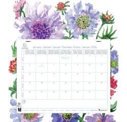 Calendrier mensuel EasyCal Fleurs avec feuillets détachables 24 x 18 cm agrafé sur plaque cartonnée imprimée 27,5 x 30,5 cm 2026 - Visuels assortis