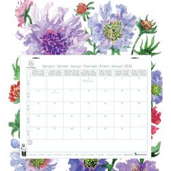 Calendrier mensuel EasyCal Fleurs avec feuillets détachables 24 x 18 cm agrafé sur plaque cartonnée imprimée 27,5 x 30,5 cm 2026 - Visuels assortis
