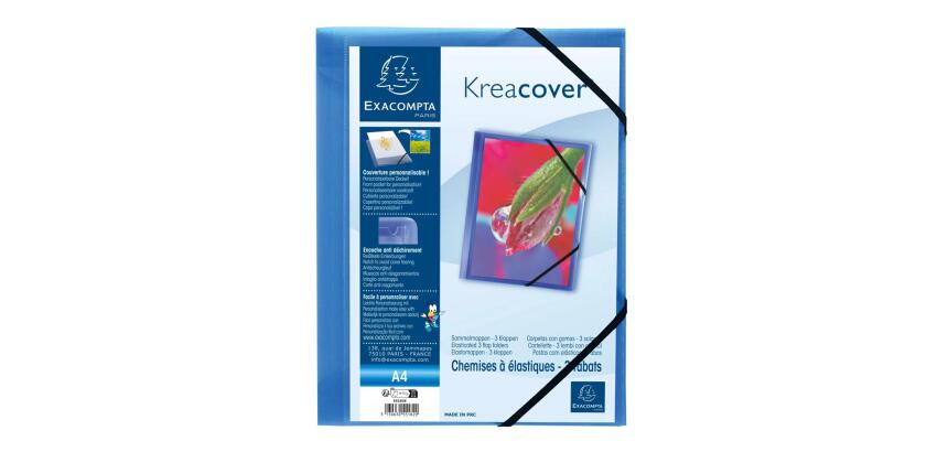 Chemise à élastiques 3 rabats polypropylène translucide Krea Cover - A4