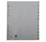 Intercalaires imprimés numériques PP recyclé gris - 12 positions - A4 - Gris