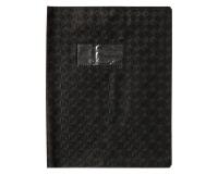 Protège-cahiers grain losange PVC 18/100ème avec porte-étiquette 17x22 cm - Noir
