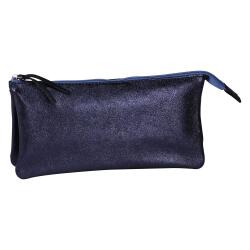 CUIRISÉ Grande Pochette 2 compartiments 22x11 cm - Pétrole