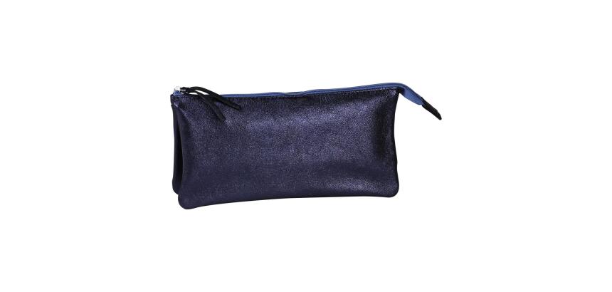 CUIRISÉ Grande Pochette 2 compartiments 22x11 cm - Pétrole
