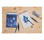 Cyanotype, Carnet Beaux Arts reliure intégrale en-tête A4 21x29,7 cm, 40 feuilles, papier dessin blanc multi-techniques 180g