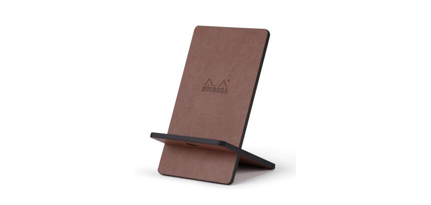 Rhodiarama support pour téléphone mobile simili cuir italien 13x8x8,5 cm - Chocolat
