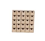 Etagère 25 petits tiroirs 5x25x25cm - Kraft