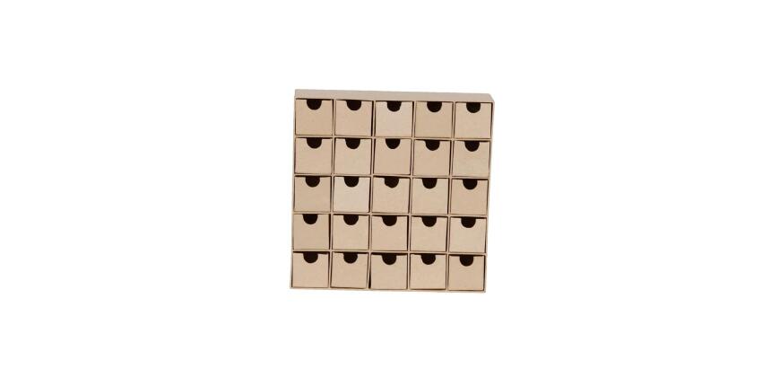Etagère 25 petits tiroirs 5x25x25cm - Kraft