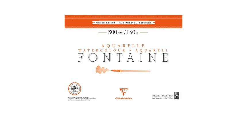 Fontaine bloc collé 1 côté 12F 30x40cm 300g grain satiné