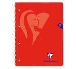 Cahier à spirale Mimesys A4+ 240 pages détachables perforées 4 trous petits carreaux et cadre en-tête 5 couleurs de bandes couverture polypropylène - Assortis