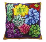 Coussin 100% soie - 40x40cm Succulentes - Blanc