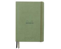 Rhodiarama Goalbook Creation rembordé rigide A5 160 pages papier Maya noir lisse dot 120g avec élastique - Céladon
