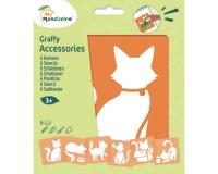 Set de 6 pochoirs enfants, Chats - Orange