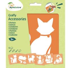 Set de 6 pochoirs enfants, Chats - Orange