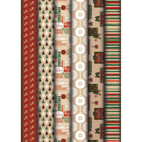 Kraft brun 60g, 2x0,7m 60rlx Ass. Noël - Assortiment