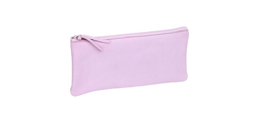 CUIR TEINTÉ Trousse plate 22x11 cm Lilas