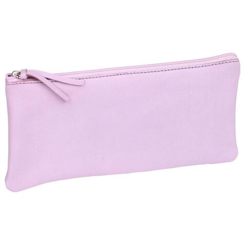 CUIR TEINTÉ Trousse plate 22x11 cm Lilas