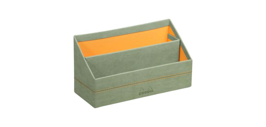 Rhodiarama porte-courrier simili cuir italien 25x10x14 cm - Céladon