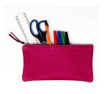 CUIR TEINTÉ Trousse plate 22x11 cm Framboise