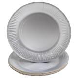 10 Assiettes en carton rondes, 23 cm - Argent