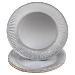 Platos de cartón sin plástico - Ø 23 cm - Festivo - Plata