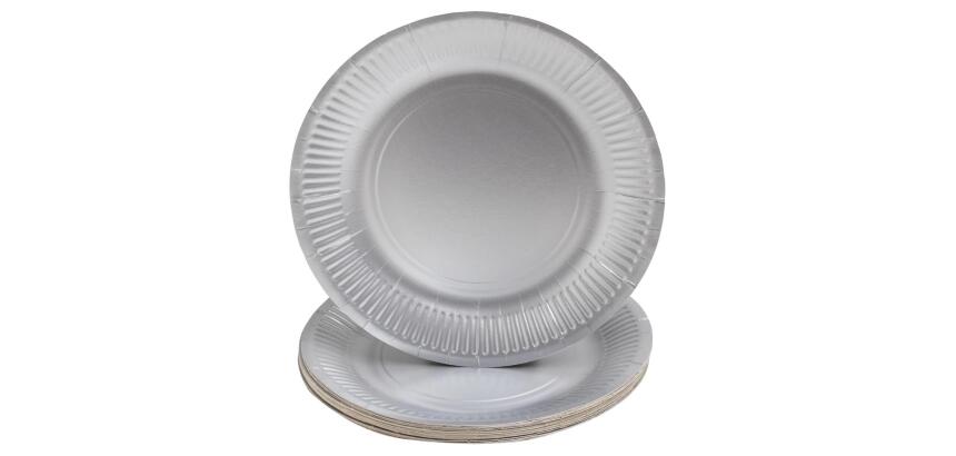 Platos de cartón sin plástico - Ø 23 cm - Festivo - Plata