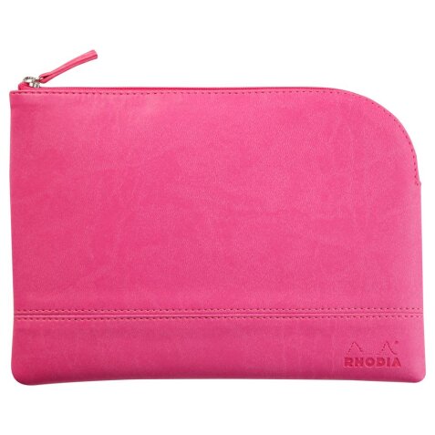 Rhodiarama pochette zippée en simili cuir - taille M (16x22 cm) - Fuchsia