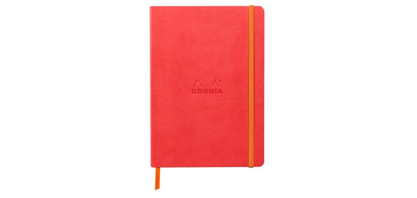 Rhodiarama carnet souple A5 160 pages dot papier ivoire 90g fermeture élastique - Corail