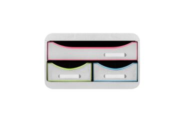 Cassettiera Small-Box 3 cassetti Black Office - Bianco/arlecchino