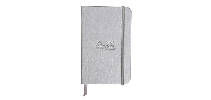 Webnotebook 9x14 cm 192 pages ligné papier ivoire 90g fermeture élastique - Argent