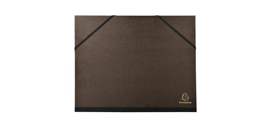 Carton à dessin kraft noir vernis avec élastiques 26x33 cm - Pour formats A4 et 24x32 cm - Noir