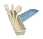Boîte réutilisable de 3 couverts, bio-sourcée avec couvercle - Beige