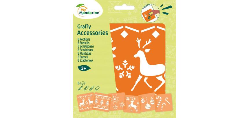 Set de 6 pochoirs enfants, Noël 2 - Orange