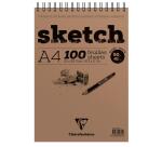 Sketch bloc spiralé 100F A4 90g - Blanc