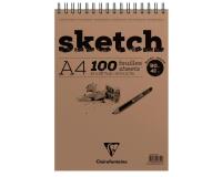 Sketch bloc spiralé 100F A4 90g - Blanc