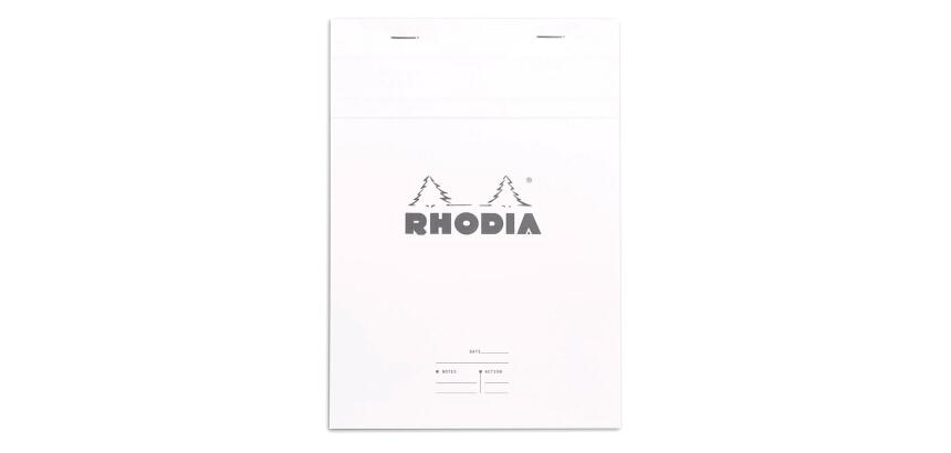 Meeting Pad - bloc agrafé Rhodia N°16 A5 80 feuillets pré-imprimés détachables 80g - Blanc
