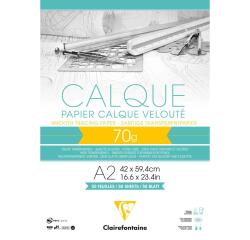 Papier Calque bloc collé 50F A2 70/75g