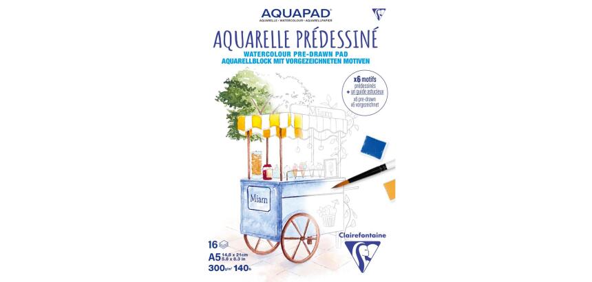 Bloc collé Aquarelle Prédessiné Gourmandises A5 15F 300g