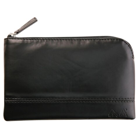 Rhodiarama pochette zippée en simili cuir - taille S (11x17 cm) - Noir