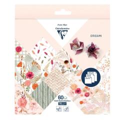 ORIGAMI, Pochette de 60 feuilles 70g/m2 3 formats - Fleurs séchées - Multicolore